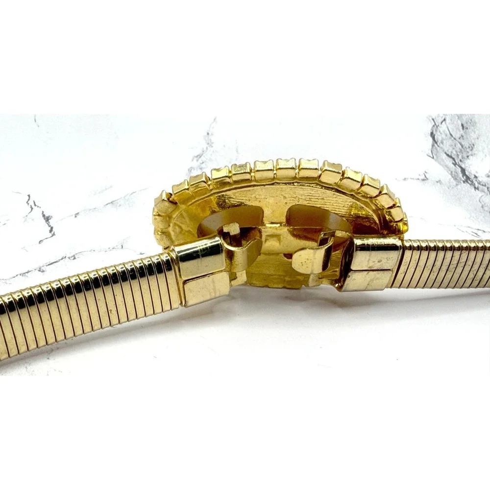 Gold‎ Mesh Belt Faux Pearl Rhinestone Buckle Statement Vintage Style